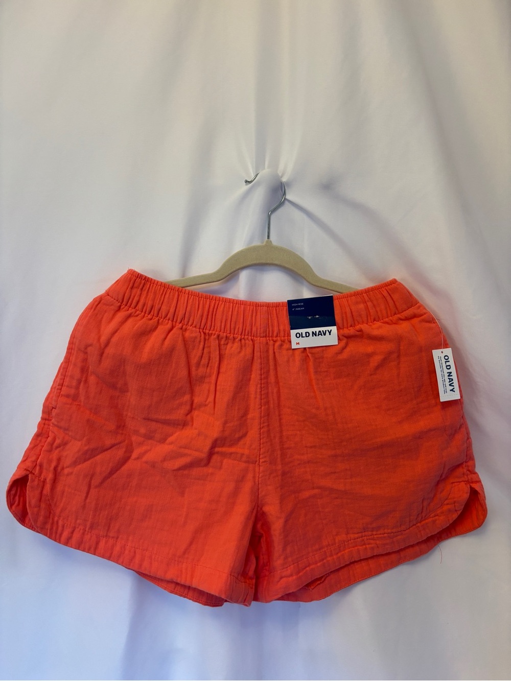 NWT: Old Navy Women's Bright Coral High Rise Comfort Waistband Cotton Shorts
